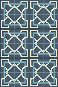 Bakgrunnsflis, Farge marineblå, Stil håndlaget,designer, Sement, 20x20 cm, Overflate matt